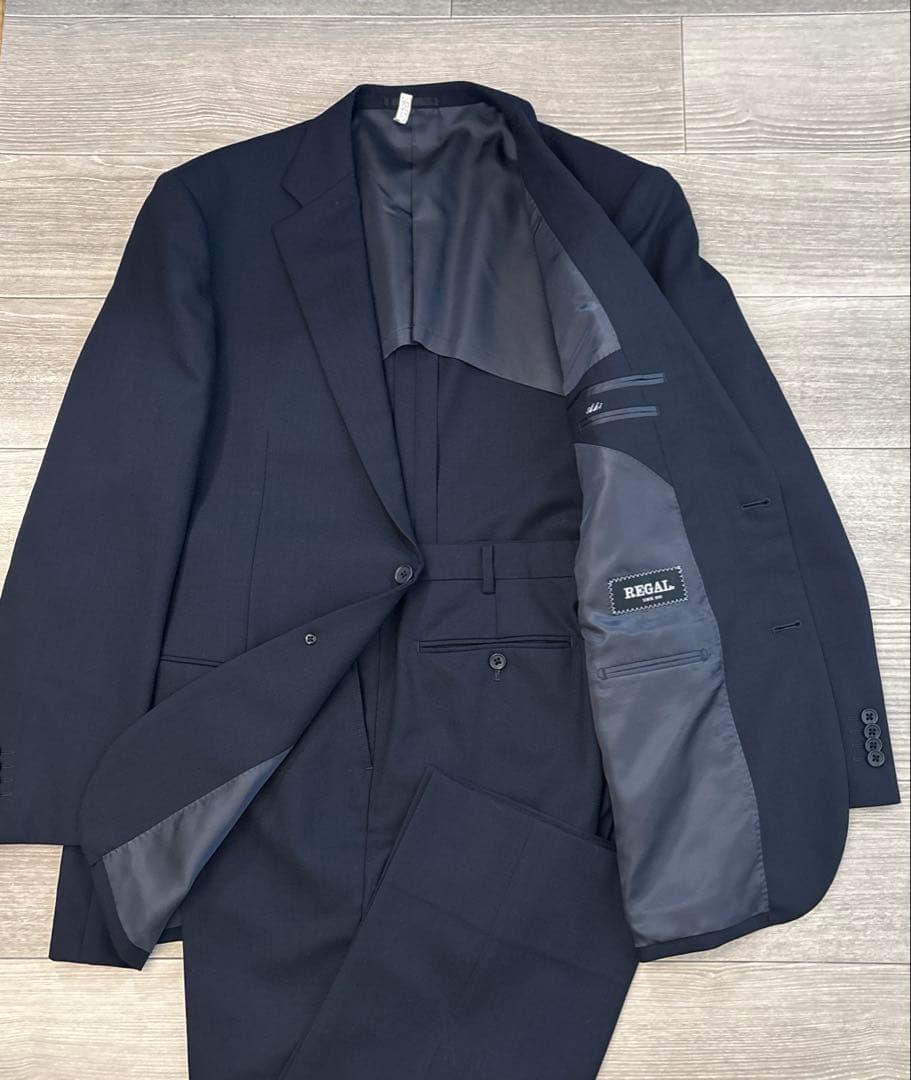 リーガル 形状記憶スーツ セットアップスーツ シンプル紺　大きいサイズ　BE7