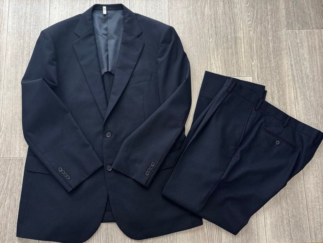 リーガル 形状記憶スーツ セットアップスーツ シンプル紺　大きいサイズ　BE7