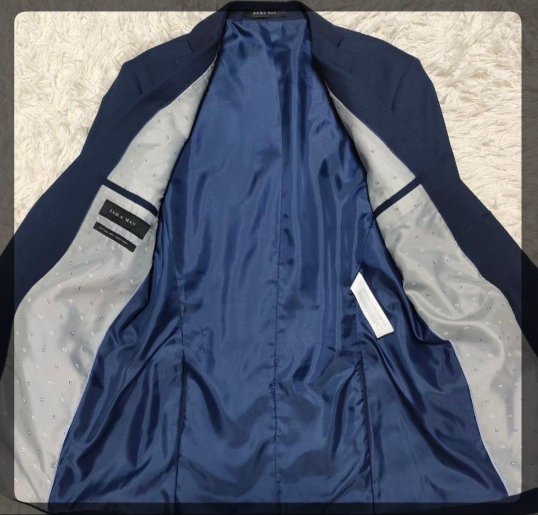【極美品】未使用級 ZARA ザラ スーツ シングル 2B 総裏地 紺 XL位