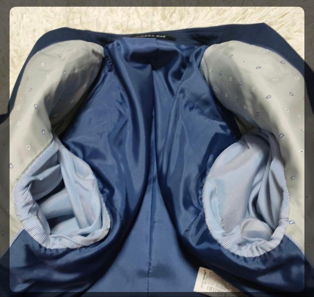 【極美品】未使用級 ZARA ザラ スーツ シングル 2B 総裏地 紺 XL位