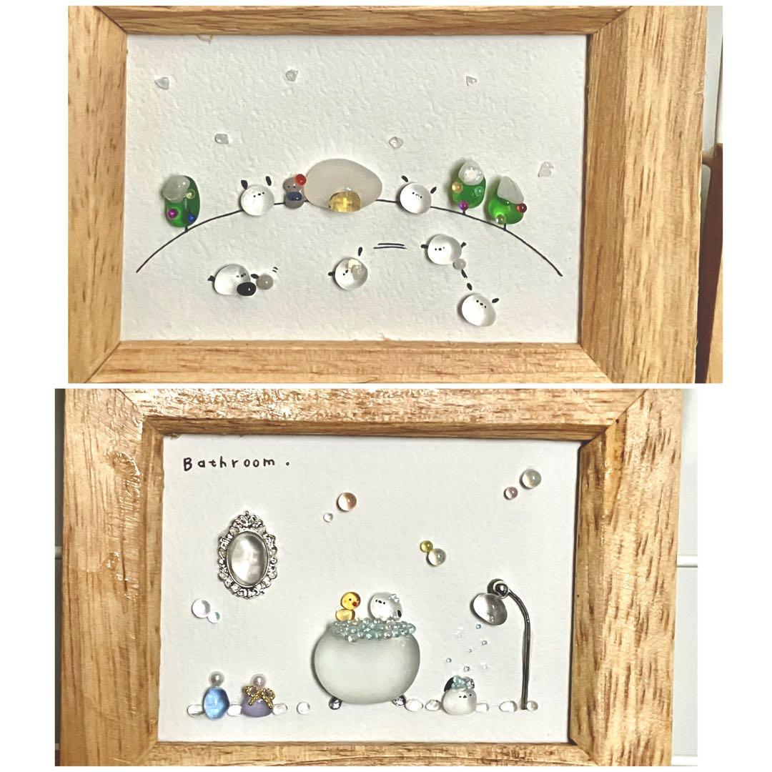 ハンドメイド作品セット⭐︎シマエナガ　シーグラスアート