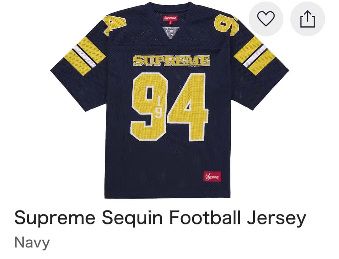 新品Supreme Sequin Football Jersey ネイビー