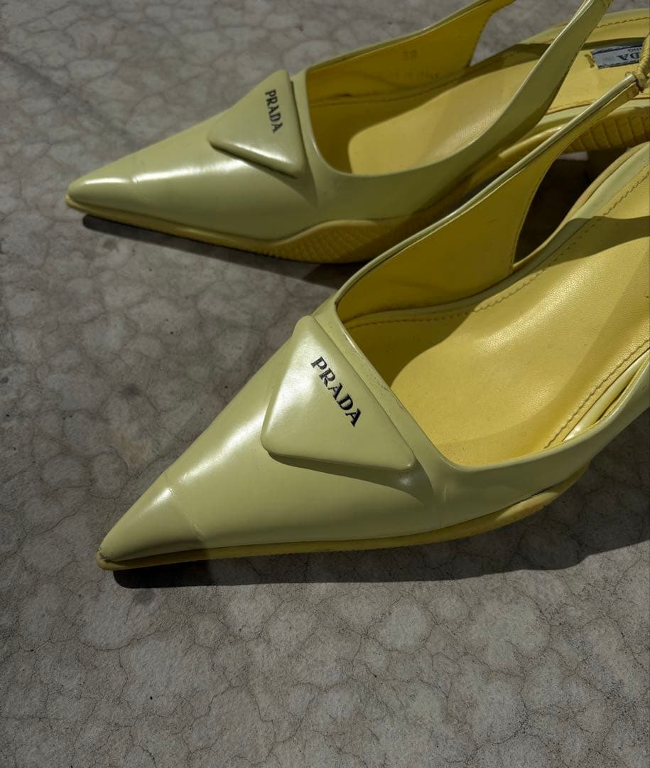 PRADA イエロー ミュール ローヒール