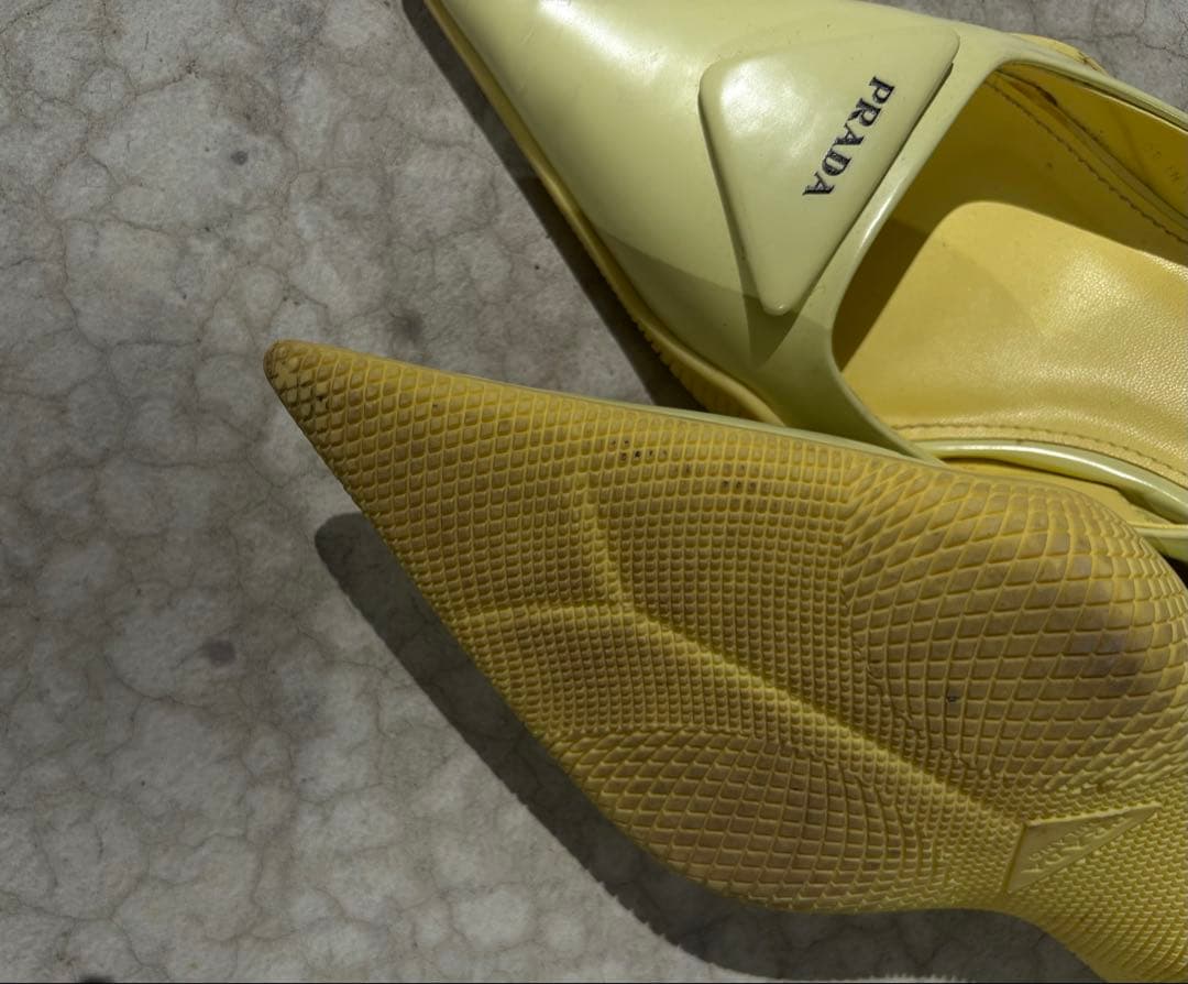 PRADA イエロー ミュール ローヒール