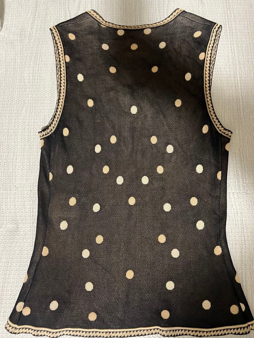 シャネル Vネックサマーベスト カメリア 水玉ドット
