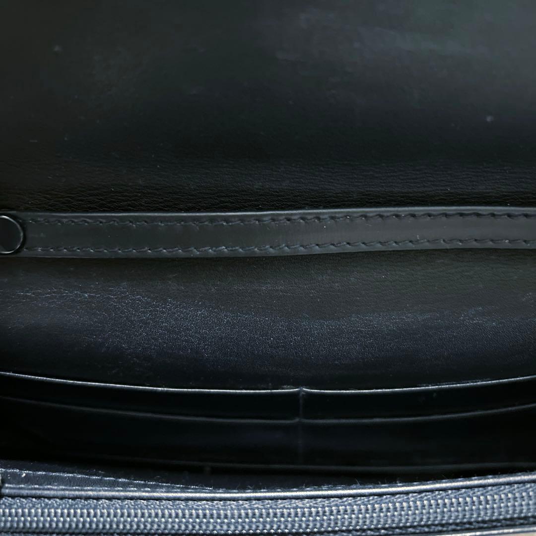 希少 LOEWE ポシェット型レザー長財布 ネイビー