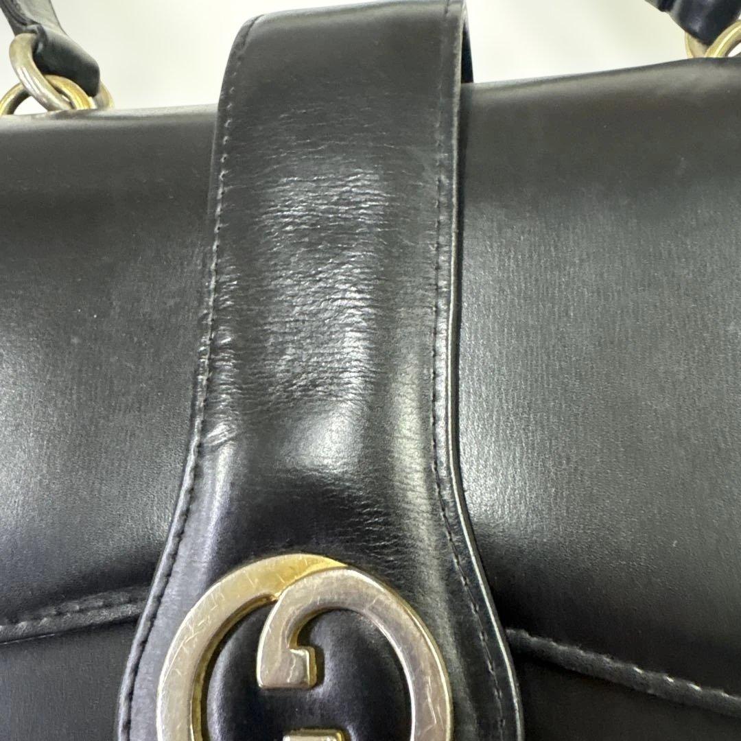 オールドGUCCI ブラックレザー ハンドバッグ