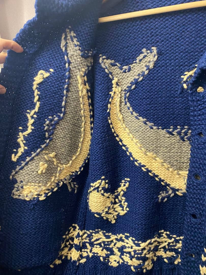 50s 60s 魚柄 フィッシュ カウチンセーター ボタン レア ヴィンテージ