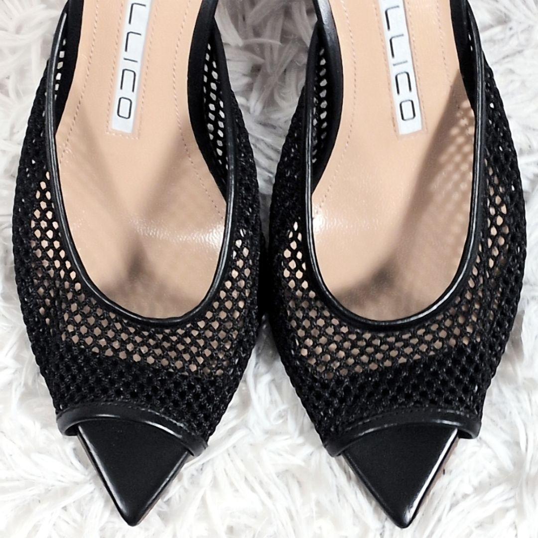 希少サイズ35【未使用極美品】ペリーコ メッシュサンダル／ミュール フレアヒール