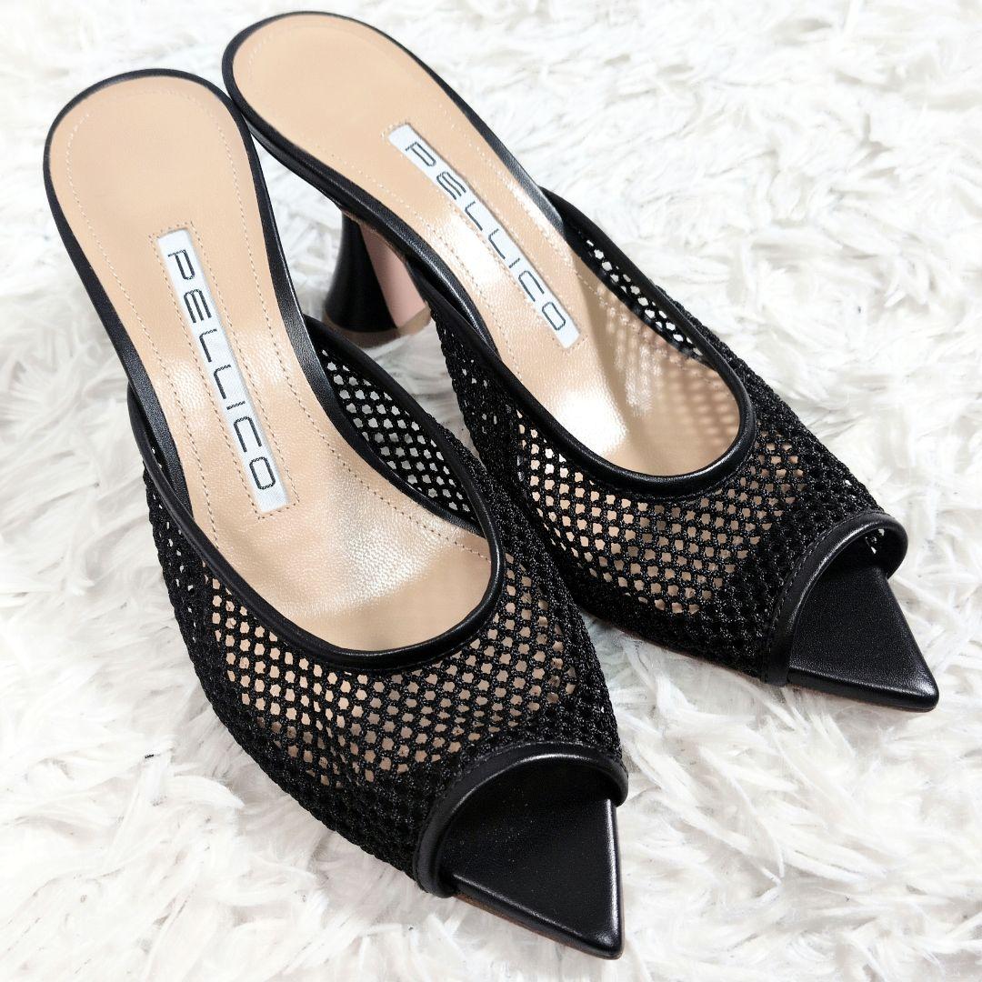 希少サイズ35【未使用極美品】ペリーコ メッシュサンダル／ミュール フレアヒール