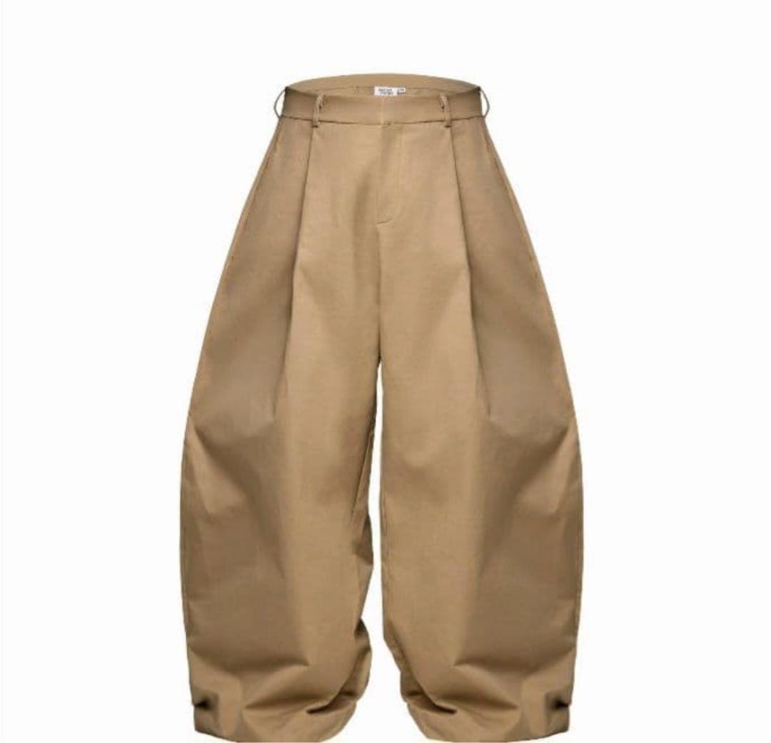 PUSHPUSH KHAKI PANTS ベージュ ワイドチノパンツ XLサイズ