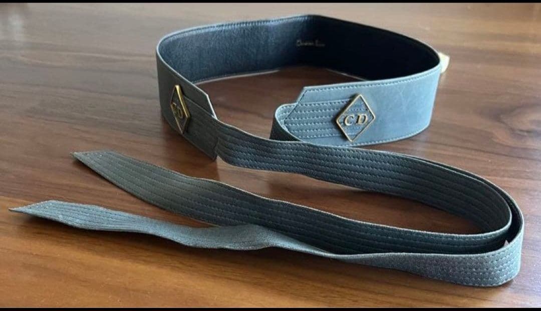 Christian Dior グレー レザー ベルト