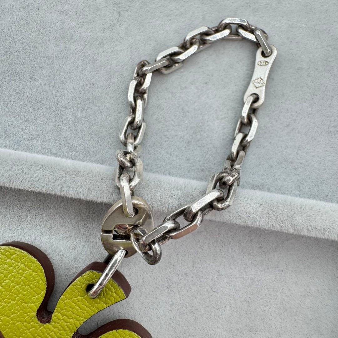 【人気】HERMES クローバー　バッグチャーム　レザー　SV925 四つ葉