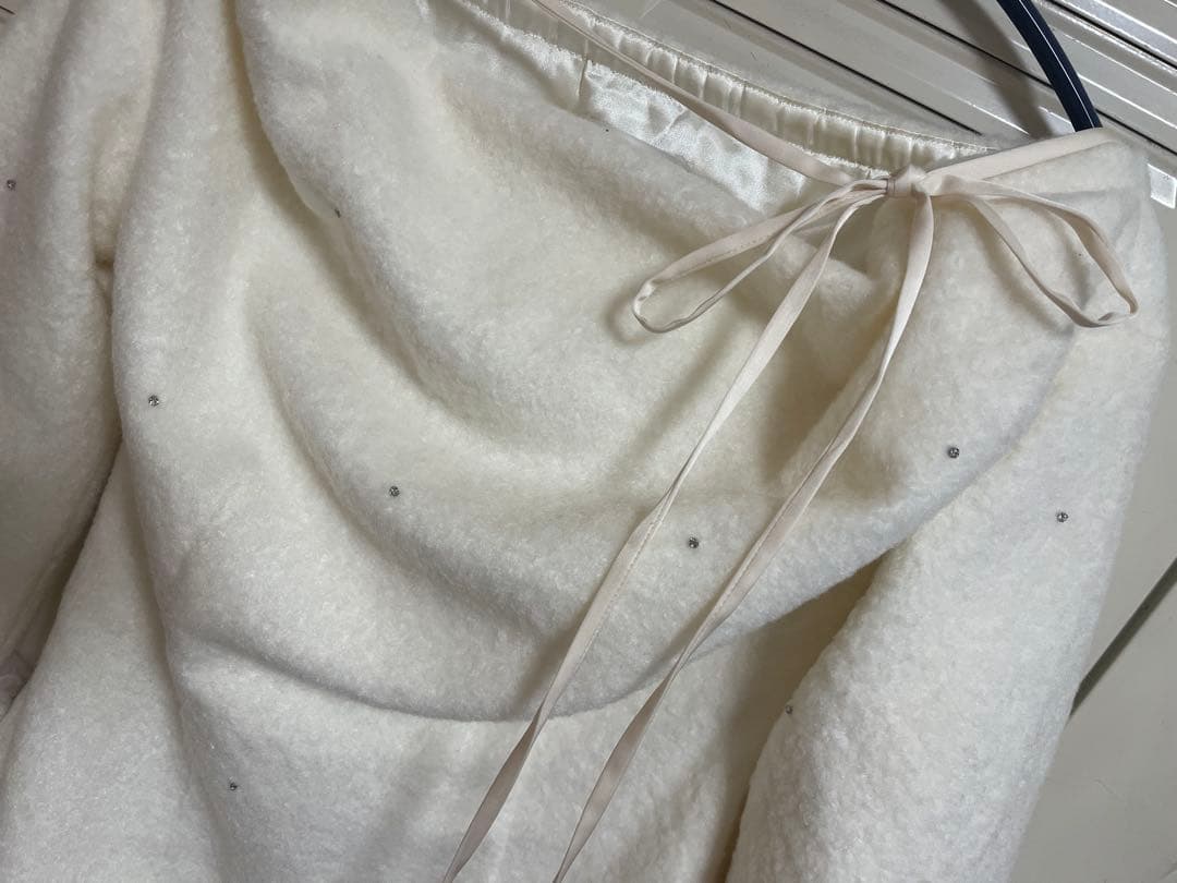 Fur jeweled ribbon mini onepiece エムミーエメ