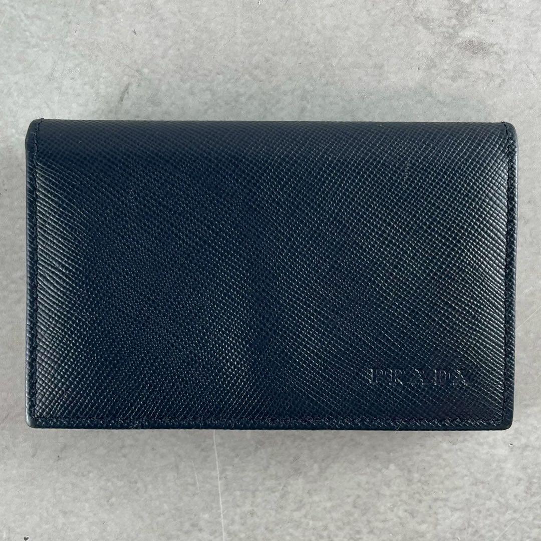 極美品 現行品⭐️PRADA カードケース 名刺入れ サフィアーノレザー 紺色
