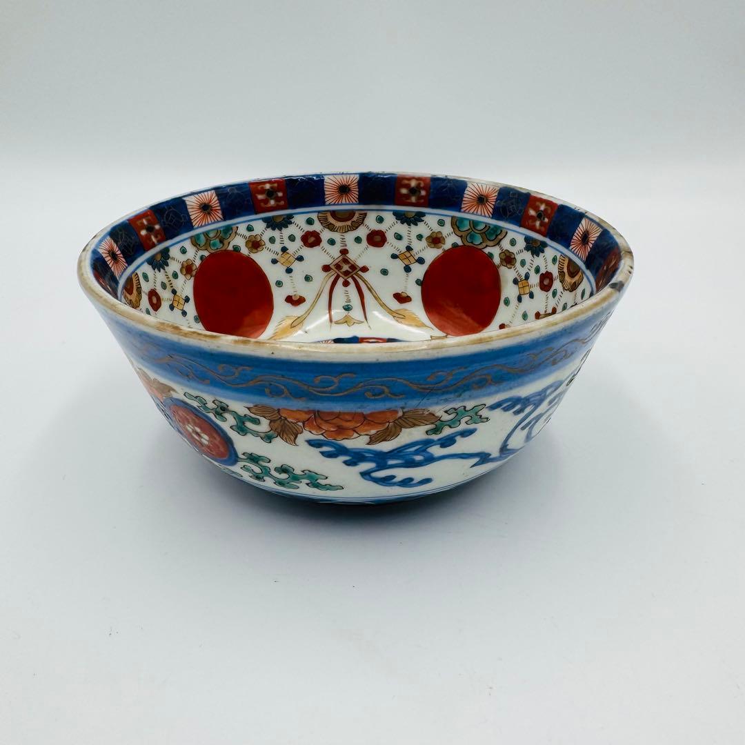 【伊万里焼　赤玉瓔珞紋　鉢　絵付け】骨董　アンティーク　インテリア