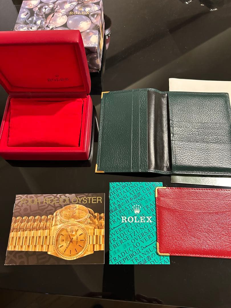ROLEX 外箱　内箱　取説など レザーケースとカードホルダーセット
