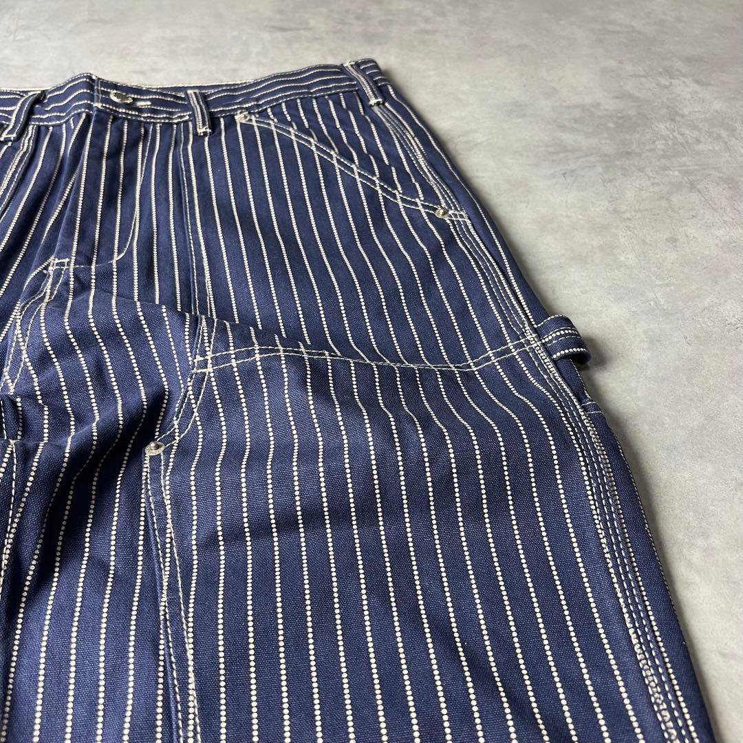 ✅新品　ウォバッシュ　ストライプ　ダブルニー　パンツ　インディゴ　濃紺　XL