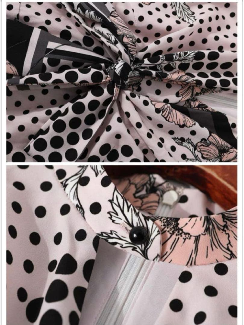 美品★Pinky&Dianne ラインブロックフラワープリントワンピース