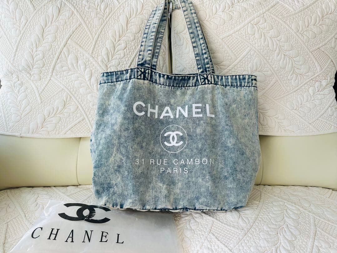 CHANELノベルティ☆肩掛けトートバッグ新品未使用品デニムウォッシュ加工大容量