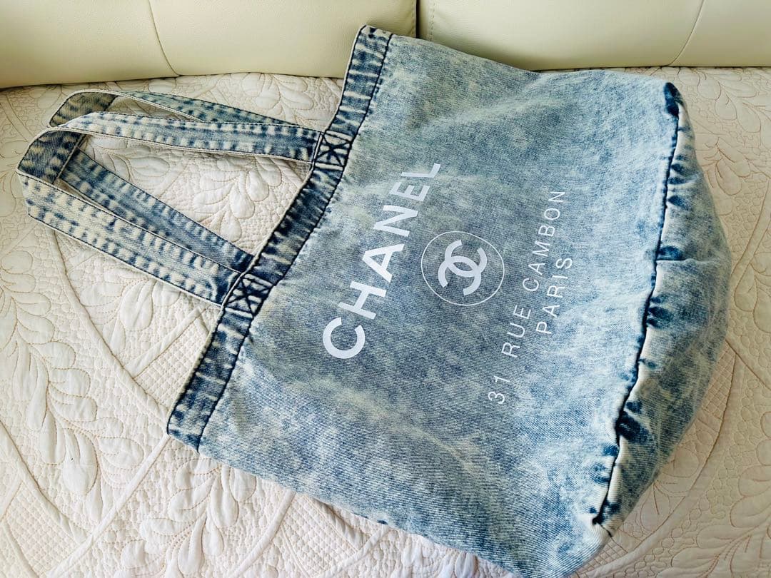 CHANELノベルティ☆肩掛けトートバッグ新品未使用品デニムウォッシュ加工大容量
