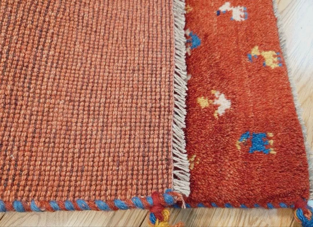 ペルシャ　ギャッベ　玄関　85×63 桃色　茜色　ザクロの木