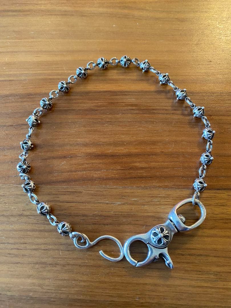 シルバー クロスボール　ウォレットチェーン