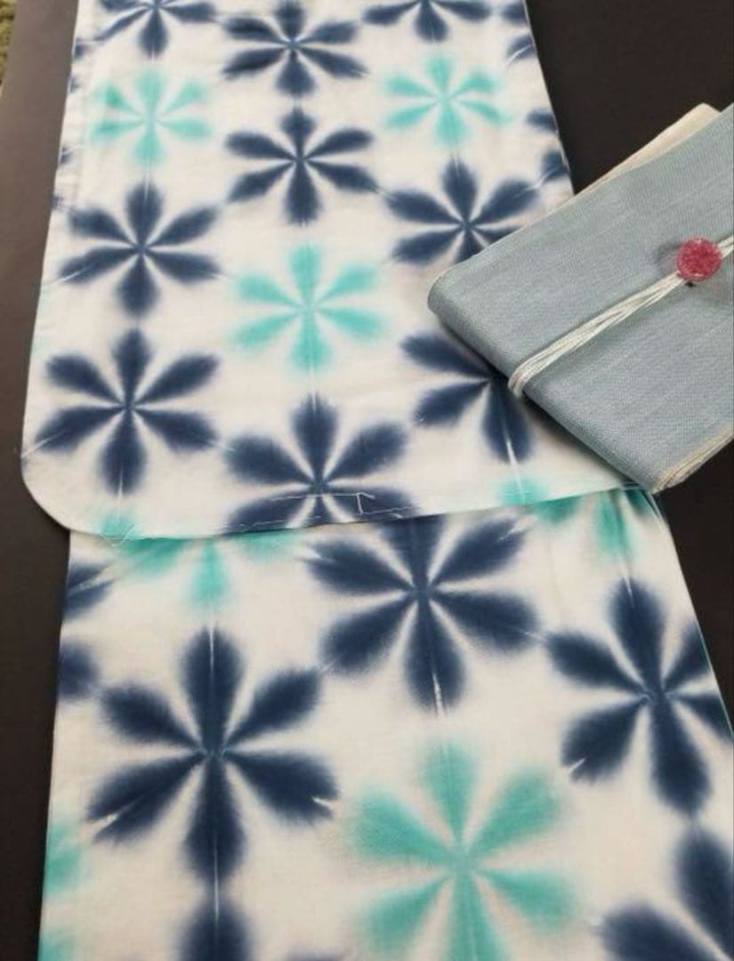 板締め絞り　雪花絞り　浴衣　新品未使用
