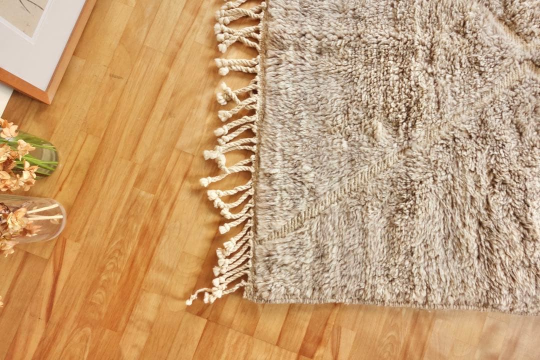 【モロッコ直輸入】新品 上質ベニワレングレージュラグ　即購入OK