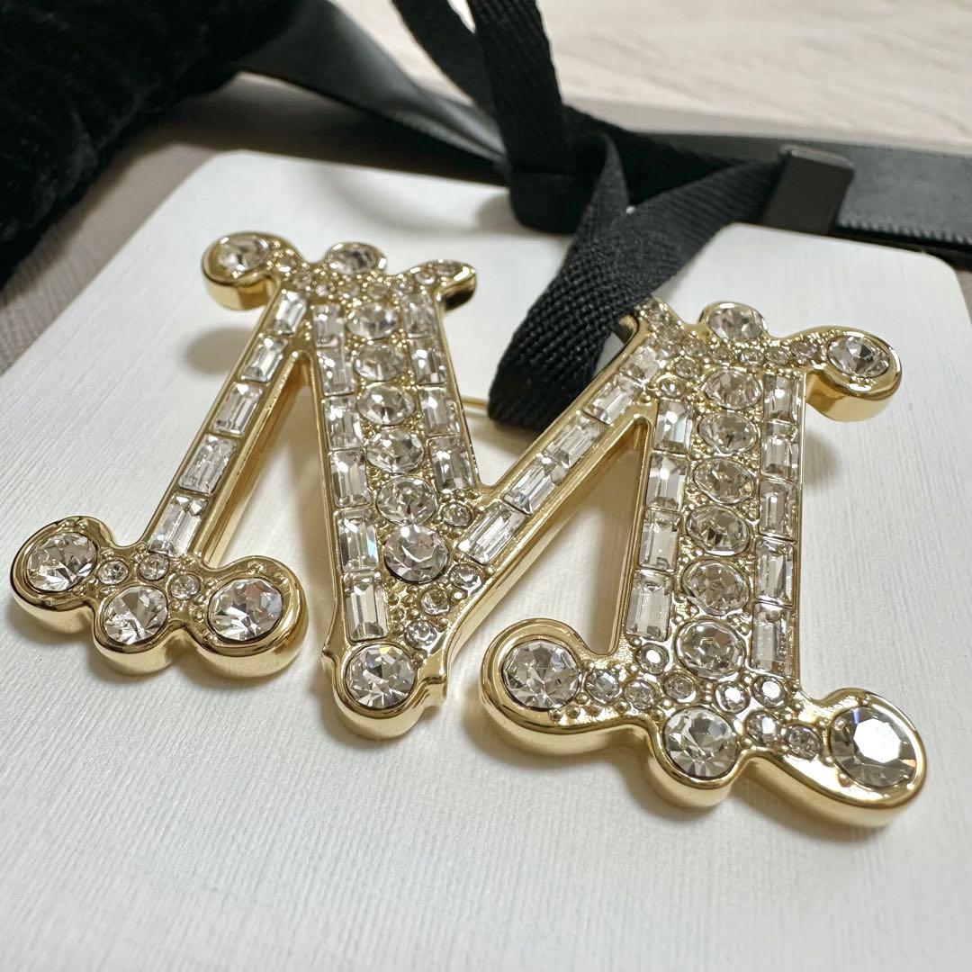 MaxMara｜ブローチ｜確実正規品｜クリスタル｜布袋、タグ付き