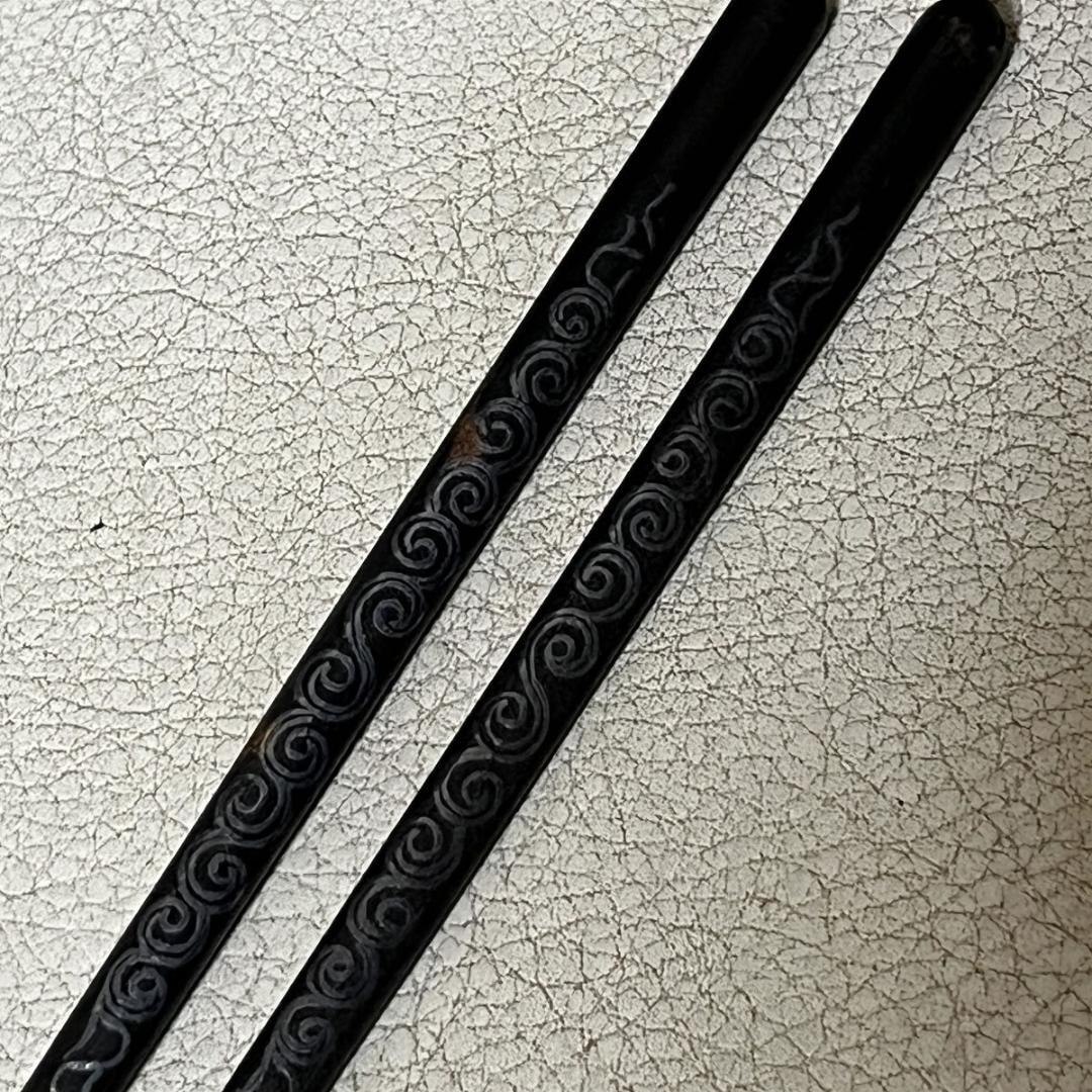 高木治良兵衛 象嵌入 火箸 共箱 茶道具 【k3444】