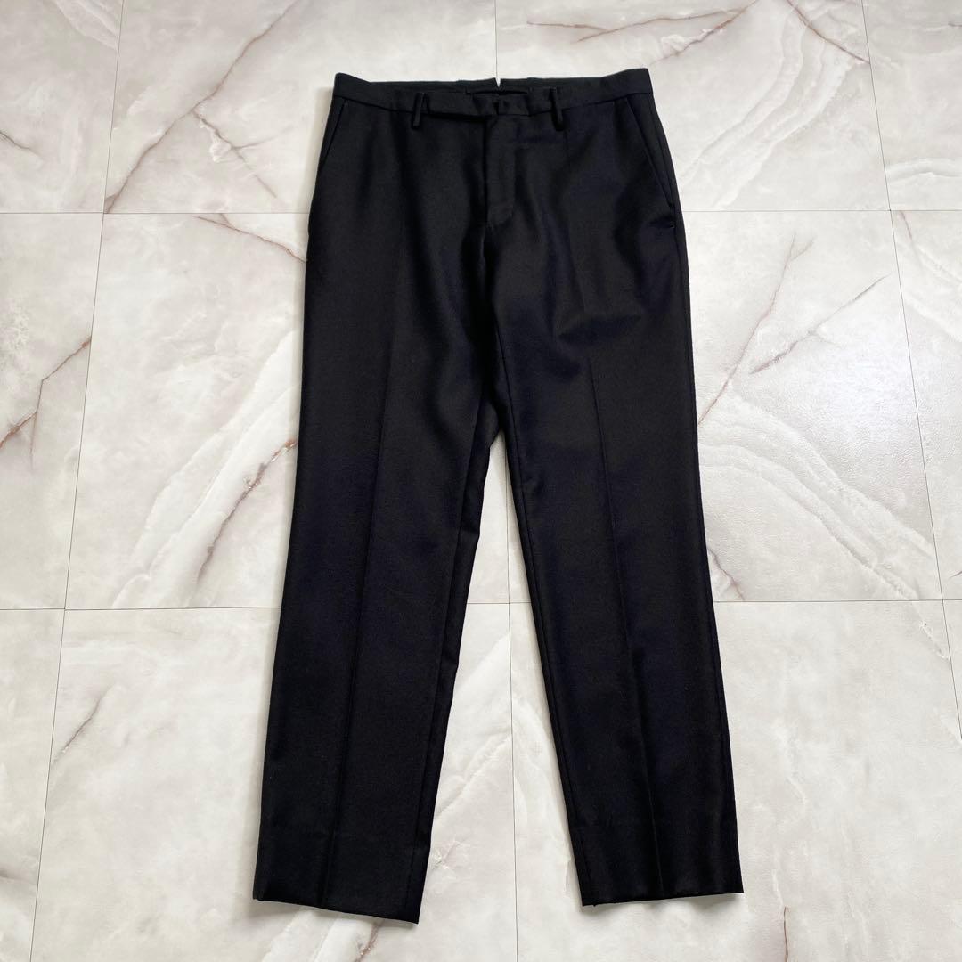 A18385 インコテックス ウールフランネルスラックス スリムフィット 黒44