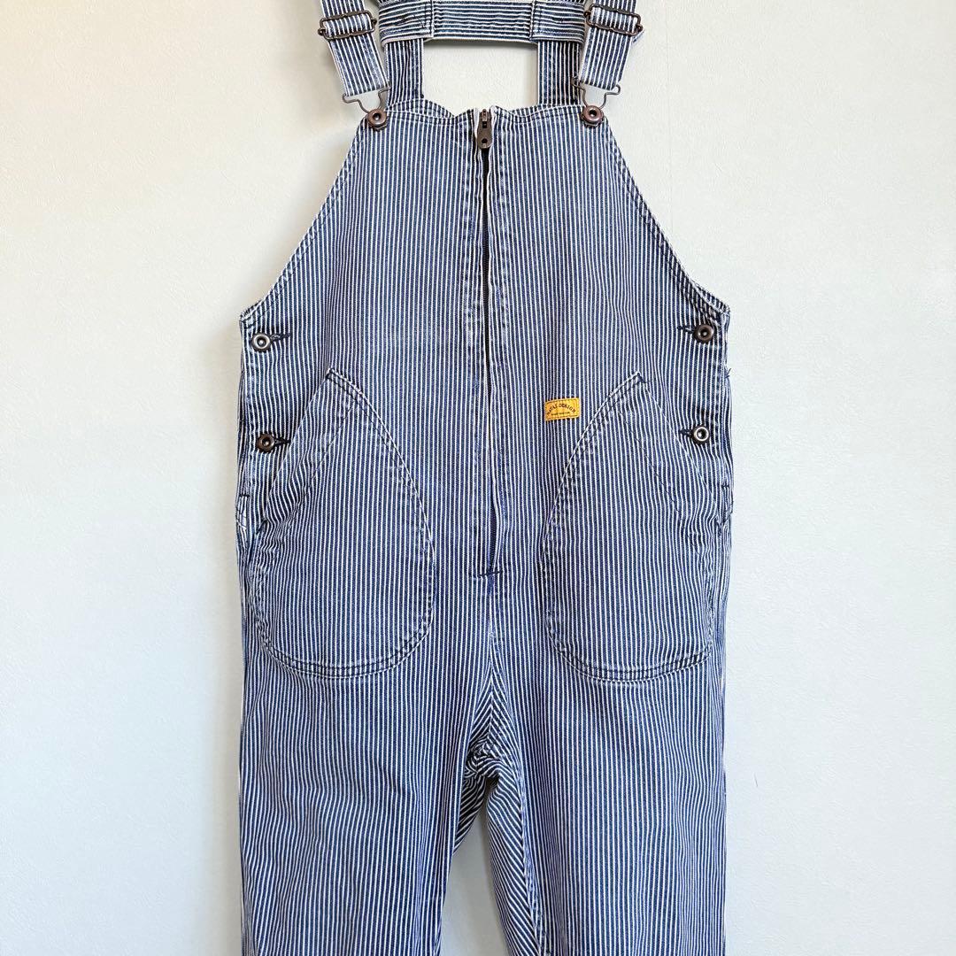 美品 natal design ネイタルデザイン オーバーオール ヒッコリー 縞