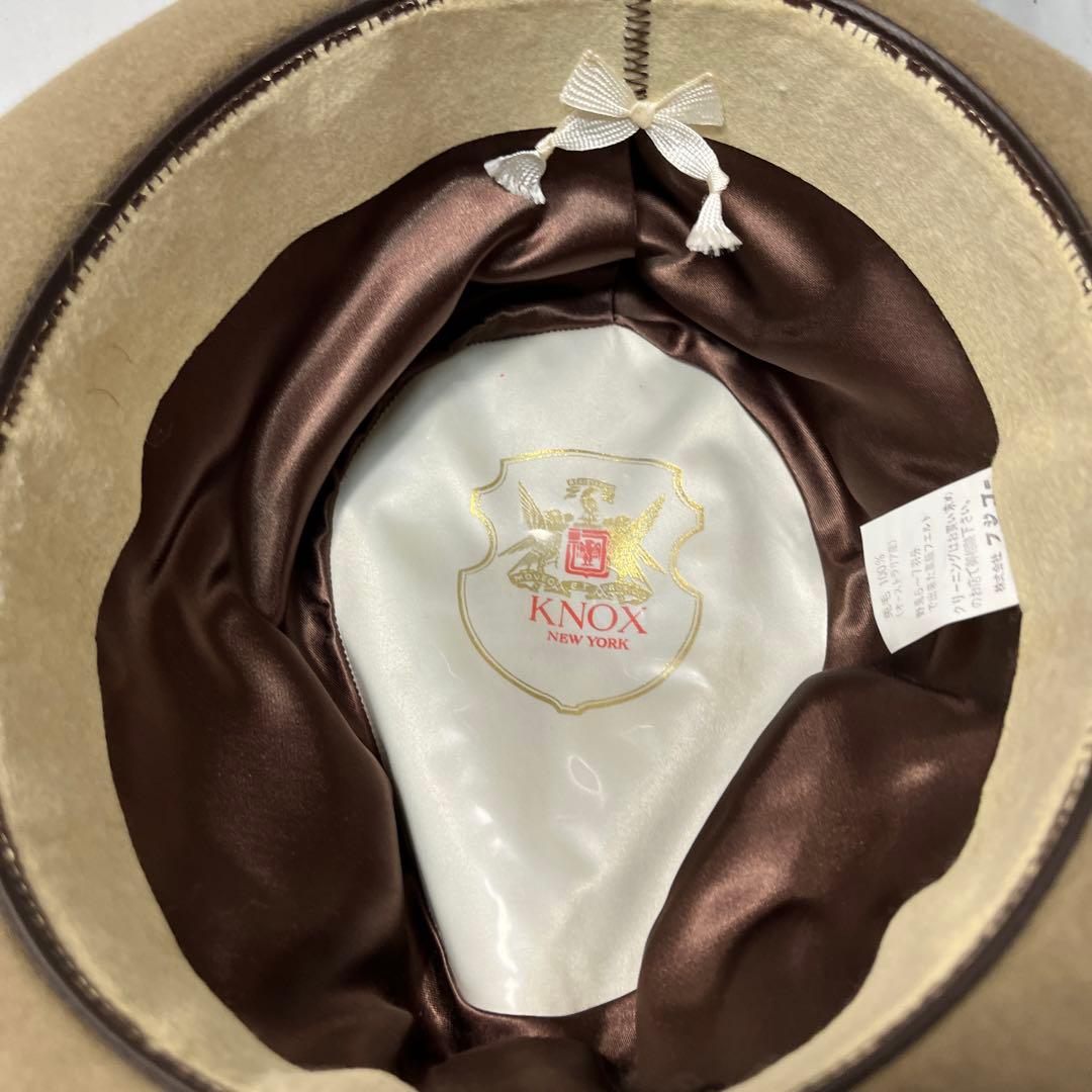 R*A様 ベージュ ハット KNOX ラビット　ファー　フェルト　羽根付きリボン