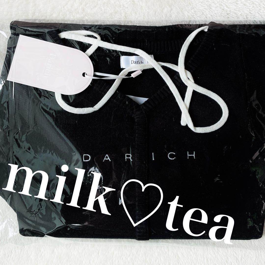 新品 ウエストオープンリボンデザインニットミニワンピース ダーリッチ 黒 フリー