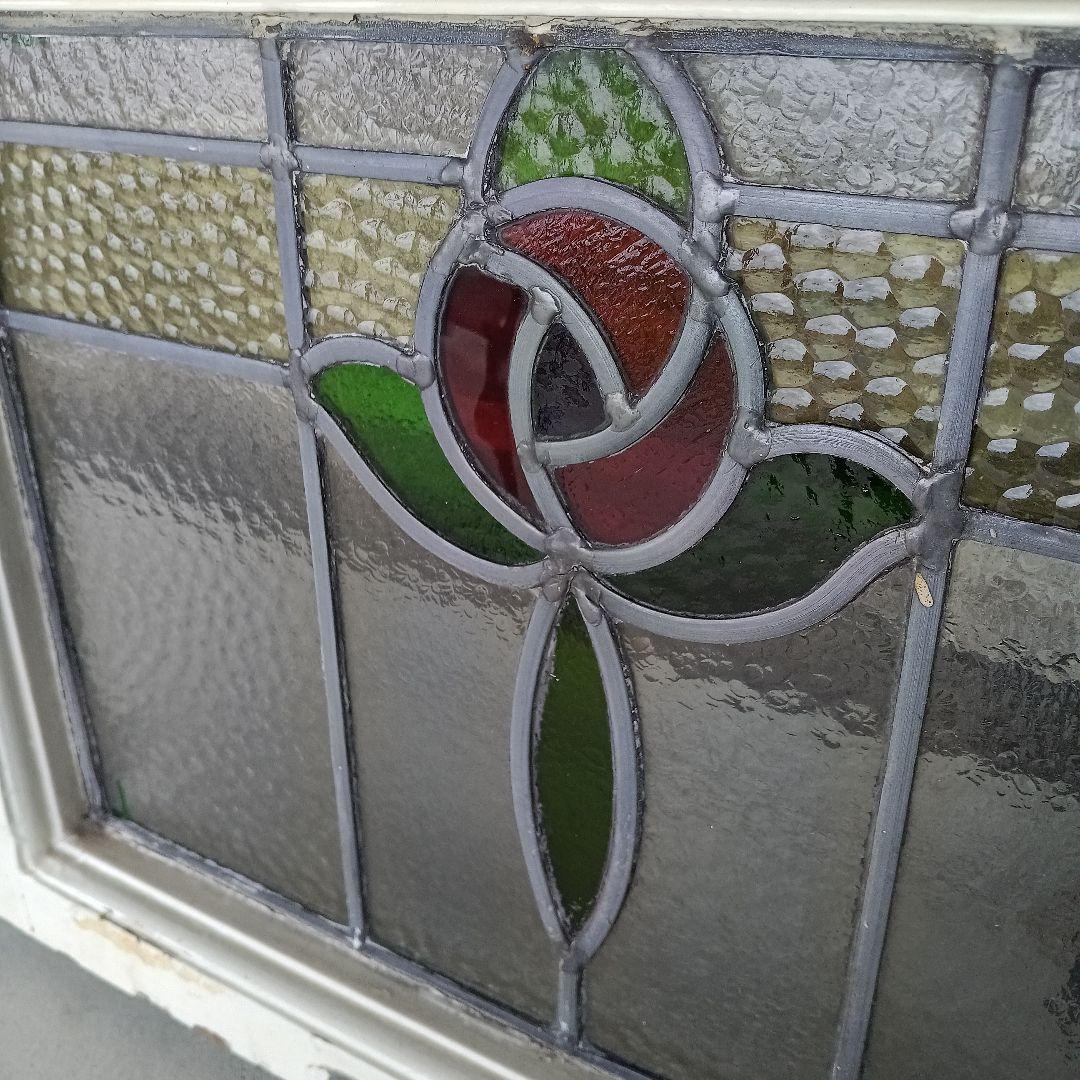 「リー」アンティークガラス　窓枠付きパネル　イギリス製　洋風雑貨