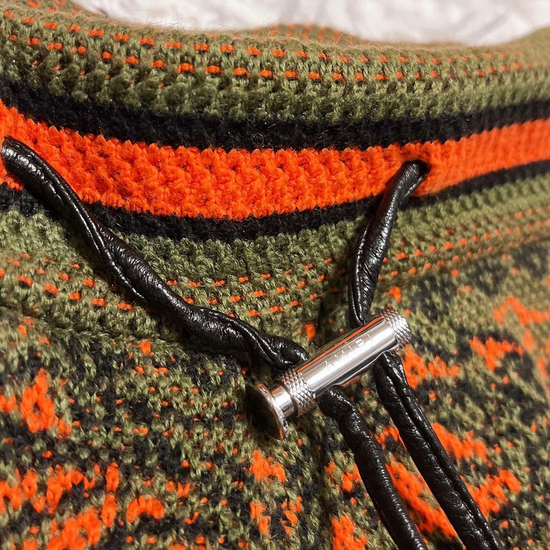 アミリ ショートパンツ メンズ カーキ オレンジ ペイズリー柄 S