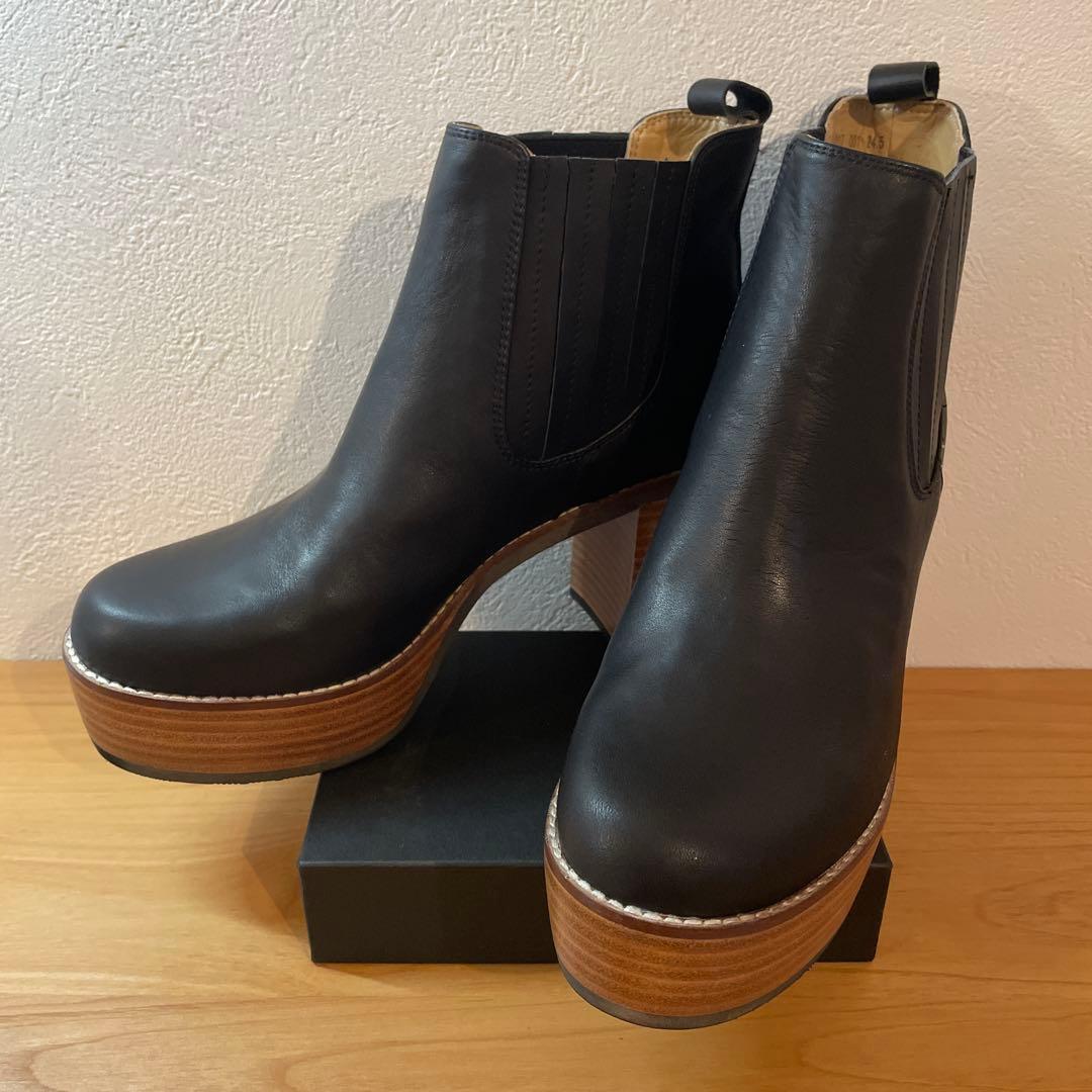 【美品】あしながおじさん サイドゴアブーツ 厚底 本革 レザー 1310117