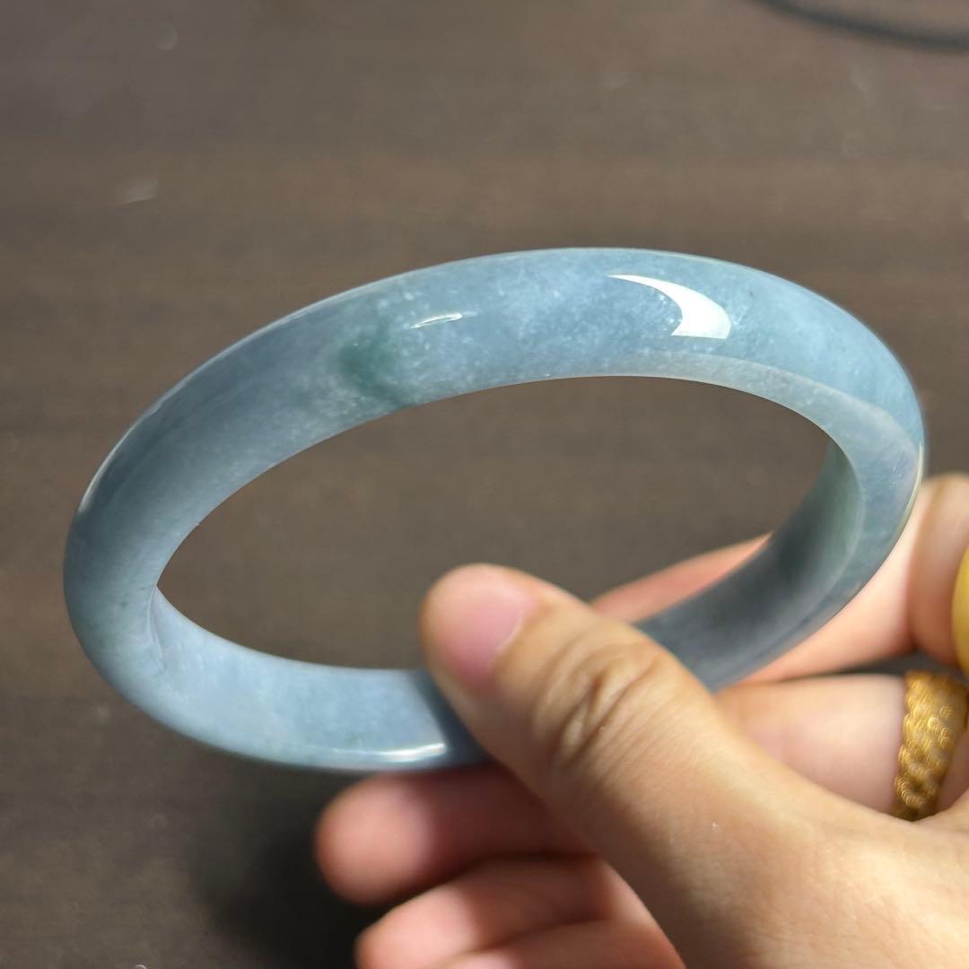 本翡翠バングル　藍紫　無含浸　無着色　一点物