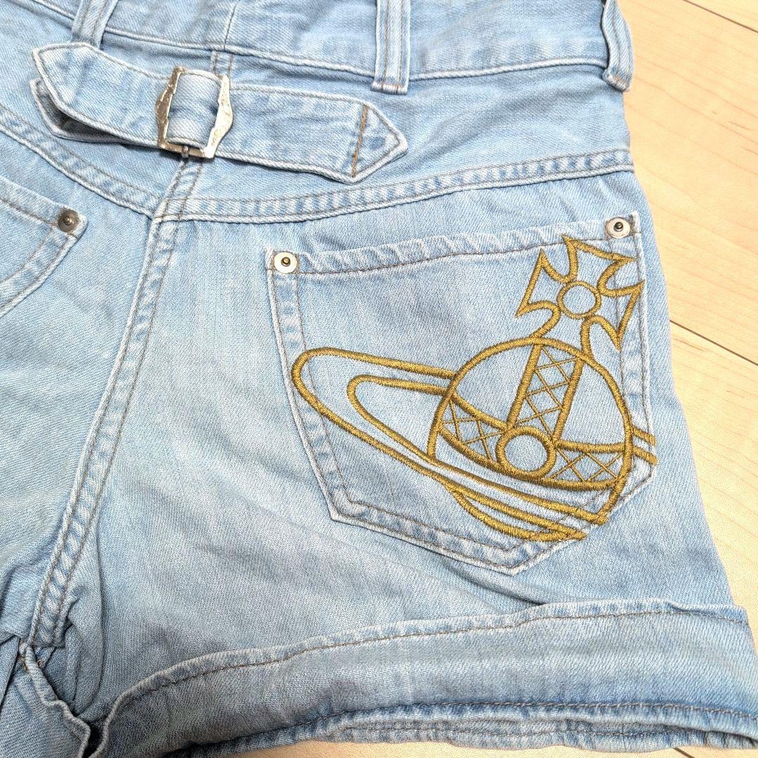 VivienneWestwood デニムショートパンツ 刺繍デザイン