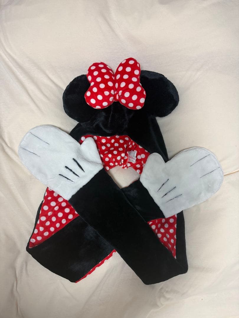 【美品】ディズニー ミニー ファンキャップマフラー