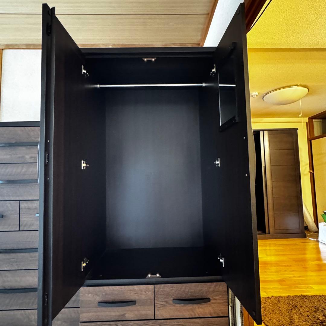 幅80cm 送料込 ウォルナット調 ワードローブ クローゼット