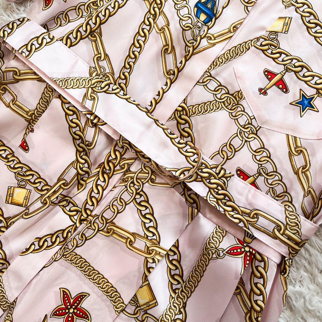 Grace Class チェーンマリンプリントワンピース ベルト