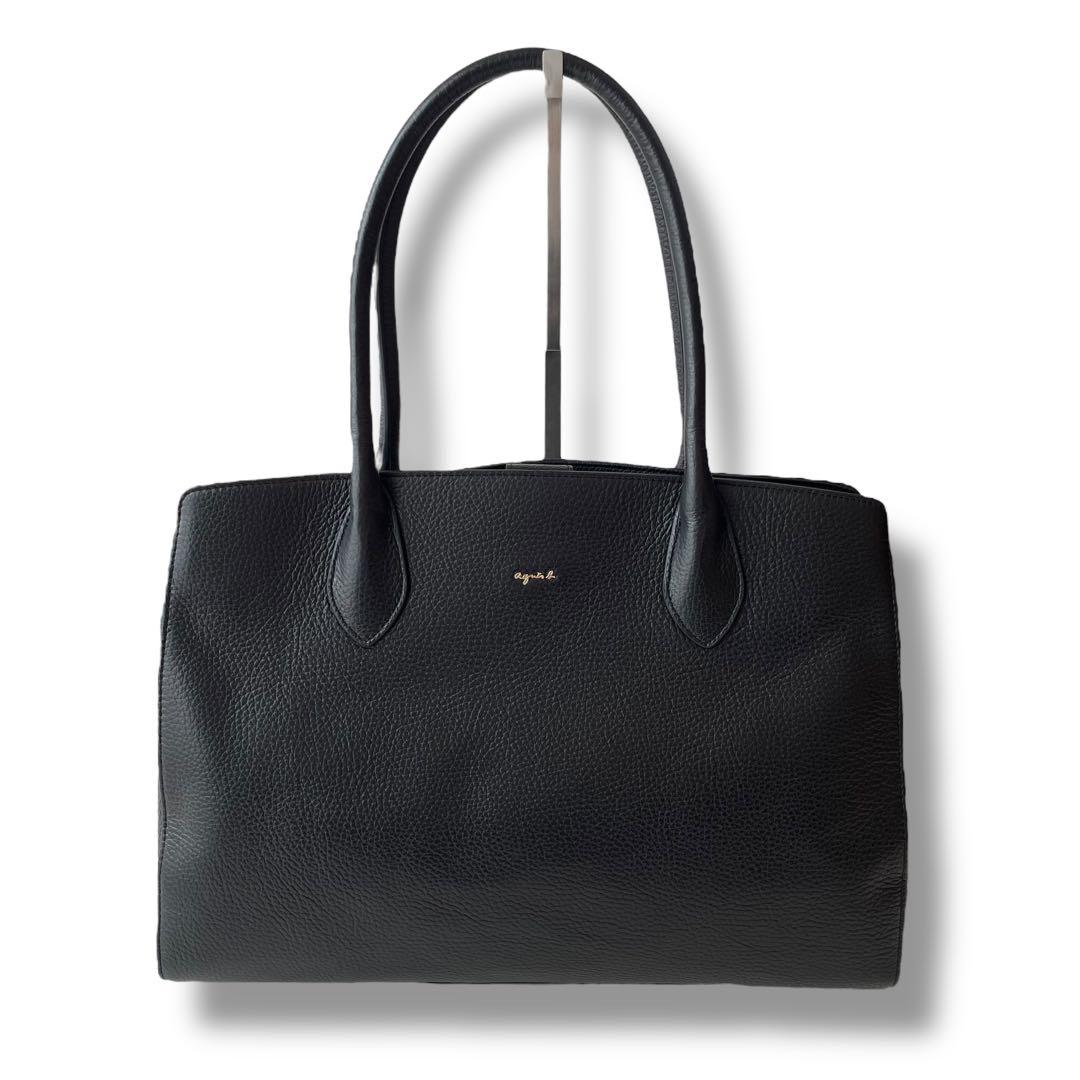 未使用タグ付き アニエスベー レザー シボ革 ビジネスバッグ A4 自立