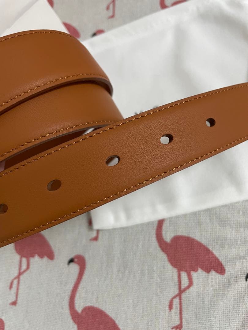 サンローラン　ブラウン　ベルト 金属バックル　95*3cm