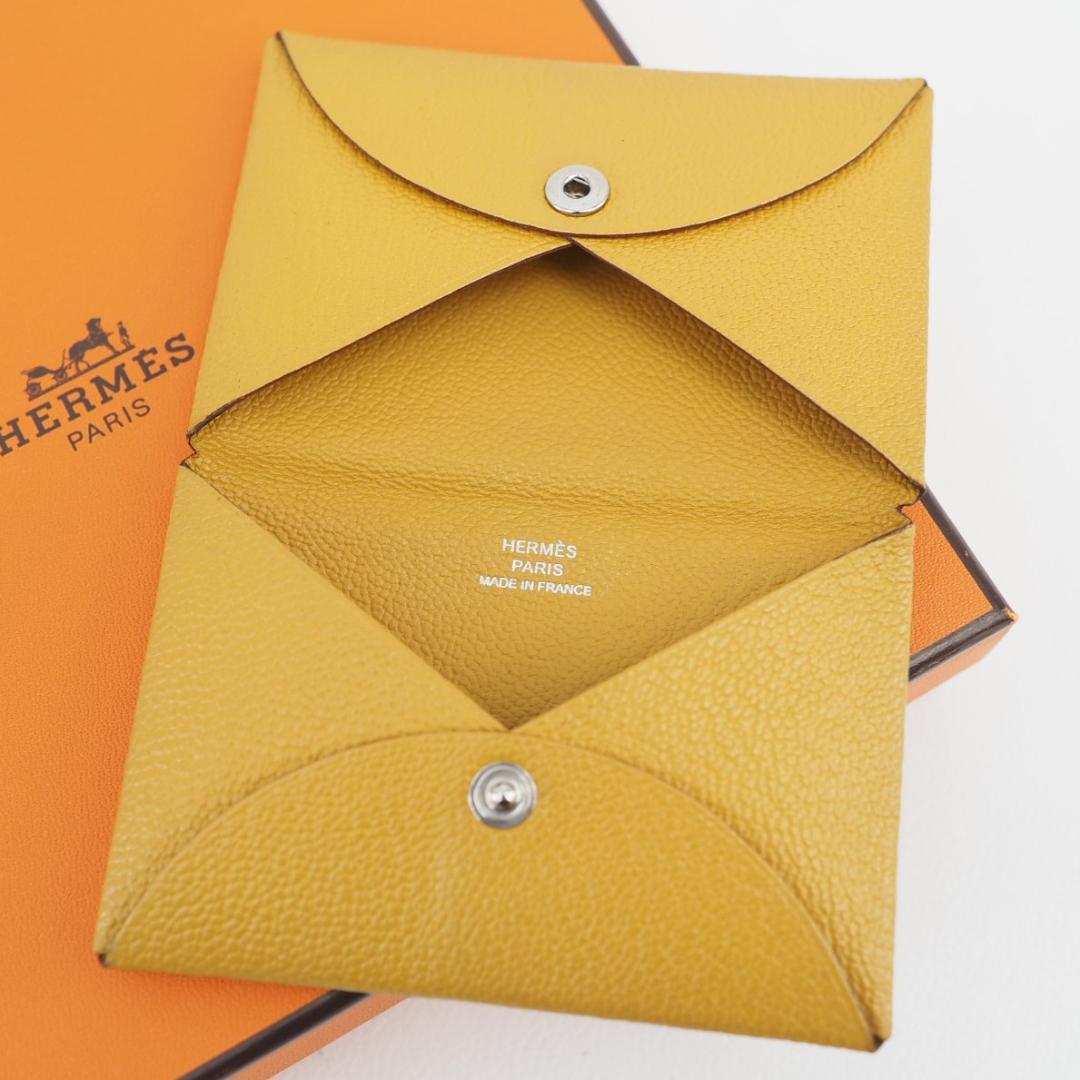 セール 2018年 HERMES エルメス カルヴィ イエロー 名刺入れ カード