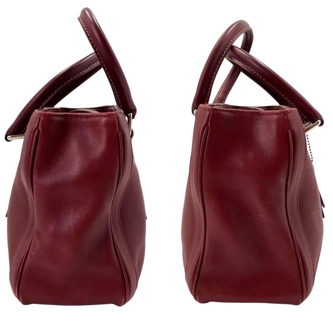 【美品・上質】オールドコーチ レザー ハンドバッグ バーガンディ（赤茶）