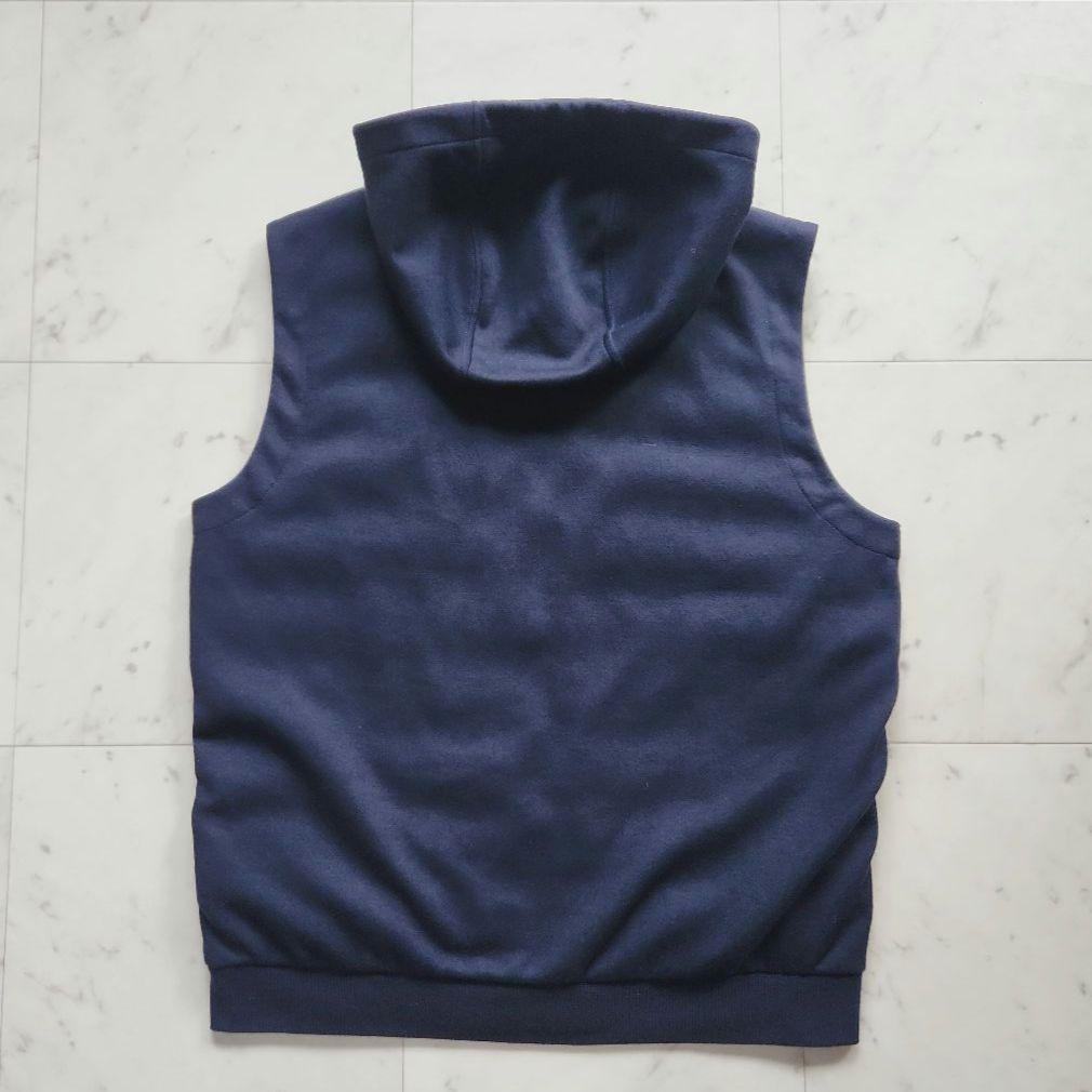 美品 ラルフローレン 切替 ポニー刺繍 ダウンベスト 紺 フード付き Mサイズ