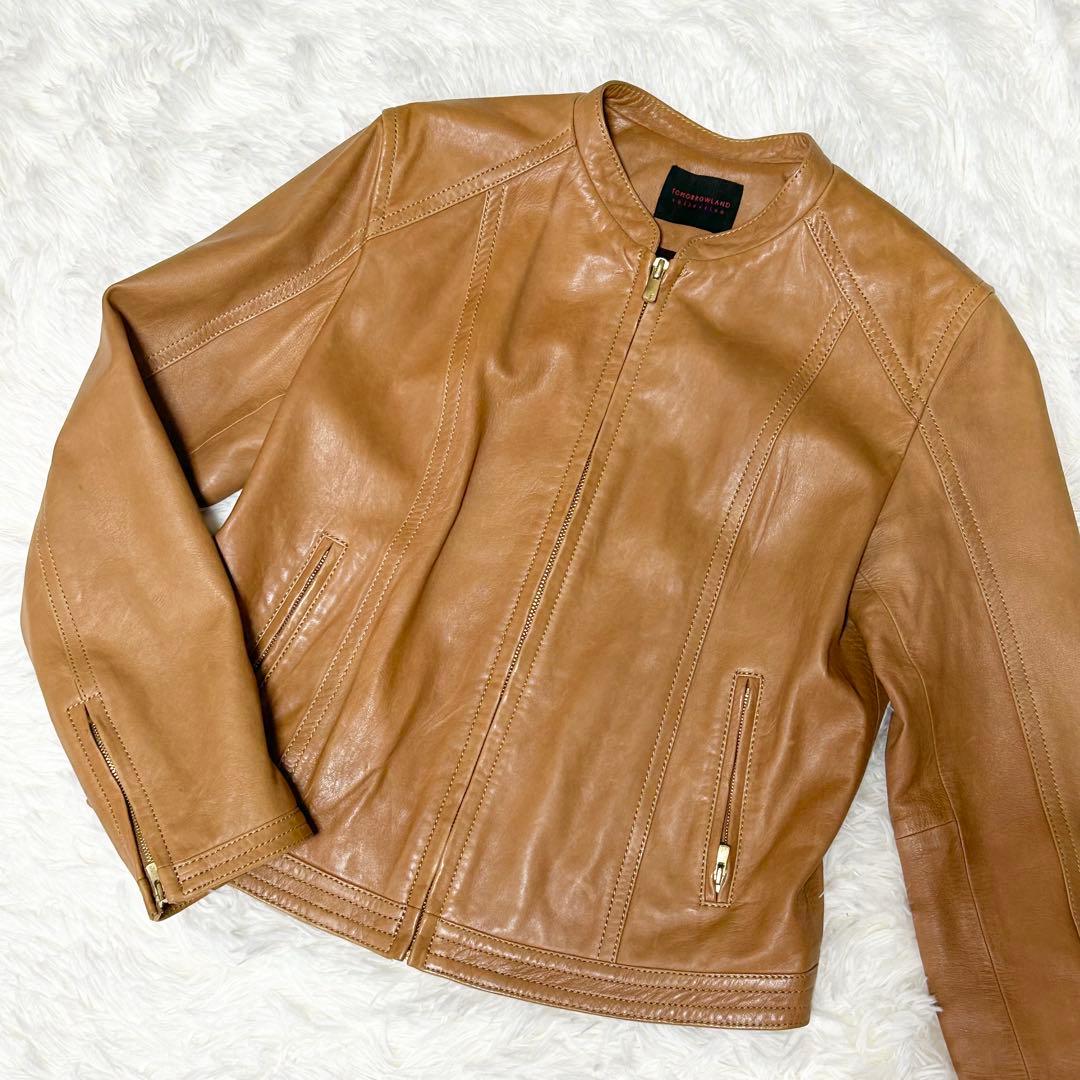 美品✨トゥモローランド ラムレザー ジップアップジャケット ブルゾン ノーカラー