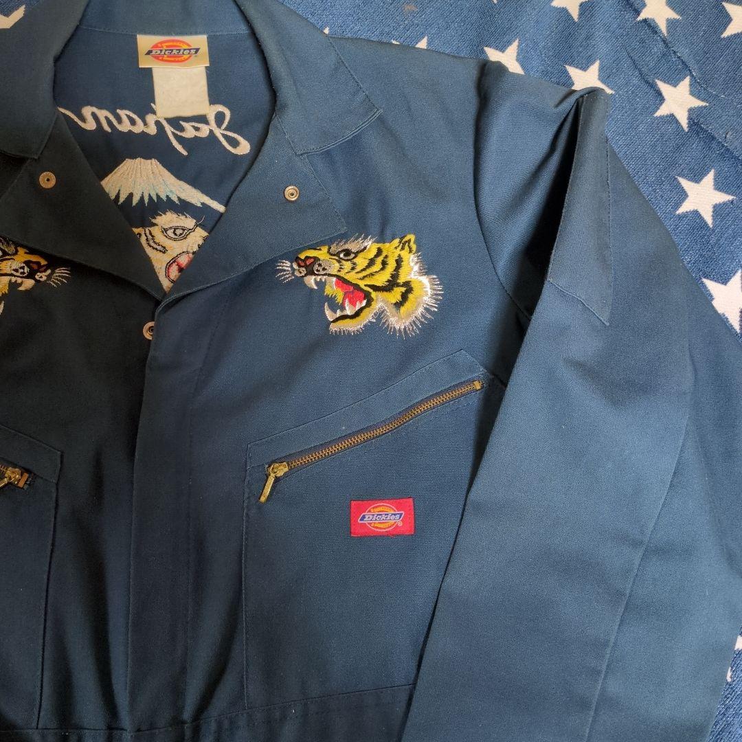 希少、DICKIES 限定トウキョウディッキーズ虎の刺繍ツナギ古着☆